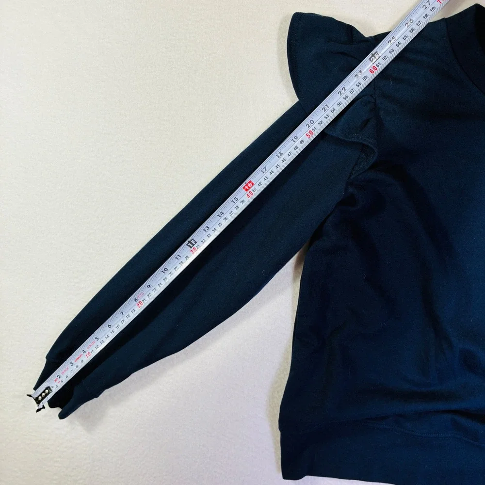 Time and Tru Girls Navy Blue Ruffle Shoulder Sweatshirt Pullover Medium 8-10